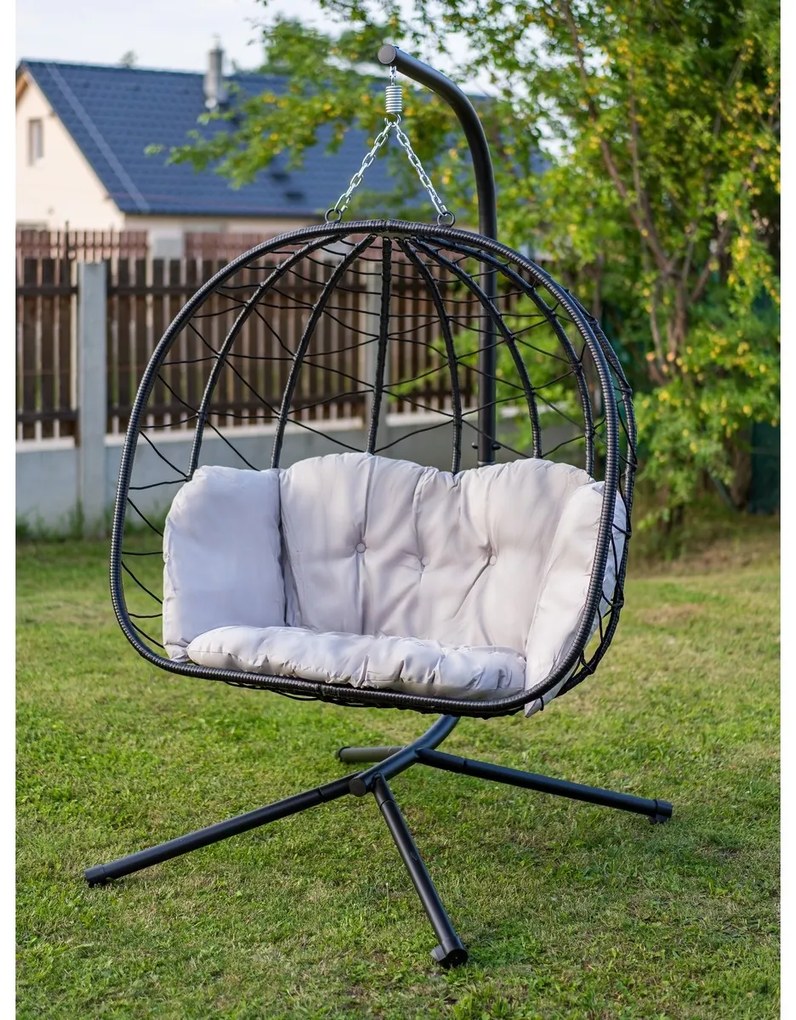 Happy Green Villa Big függő rattan szék, 120 x 110x 200 cm