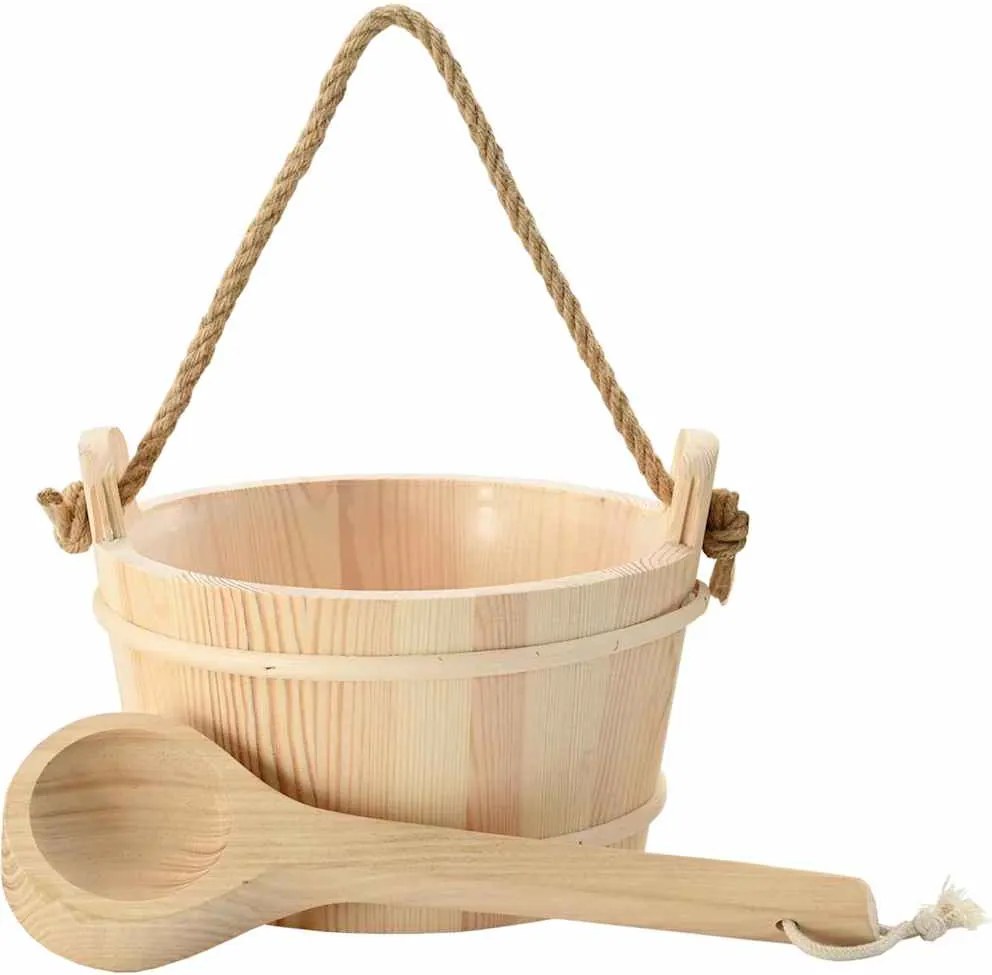 vidaXL Szauna Vödör 2 pcs Barna Tömör Fenyőfa és Kender