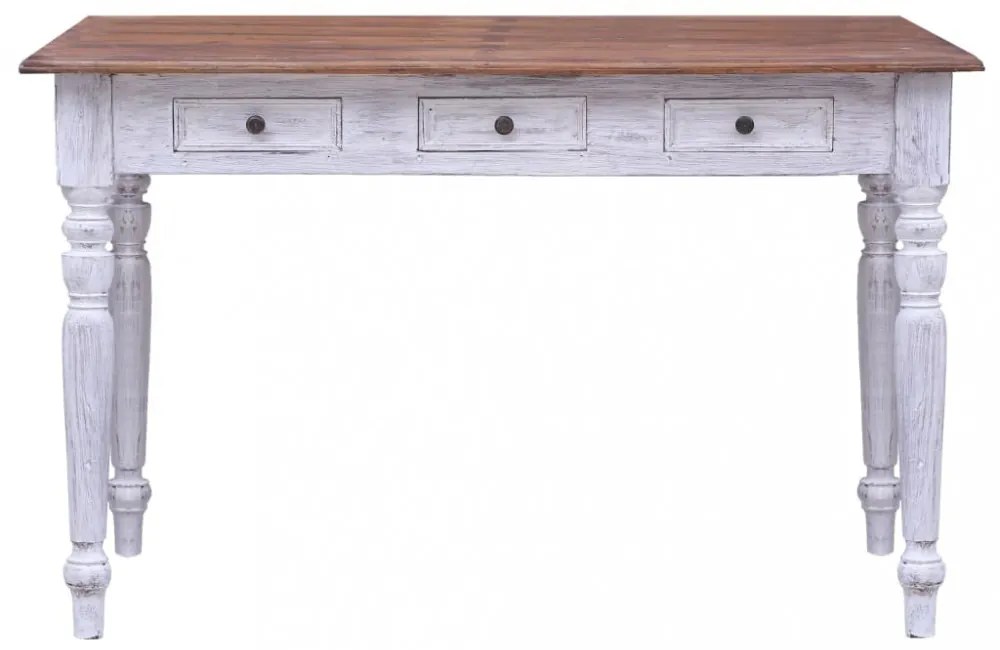 vidaXL fehér tömör mahagóni fa fiókos íróasztal 117 x 57 x 75 cm