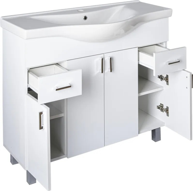 VivaStyle EKONOMIK 100 lábon álló fürdőszobabútor Sanovit ALBATROS 10100 mosdókagyló 99,5x46,5cm