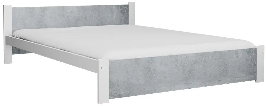 IKAROS ágy 160 x 200 cm, beton/fehér Ágyrács: Léces ágyrács, Matrac: Coco Maxi 20 cm matrac