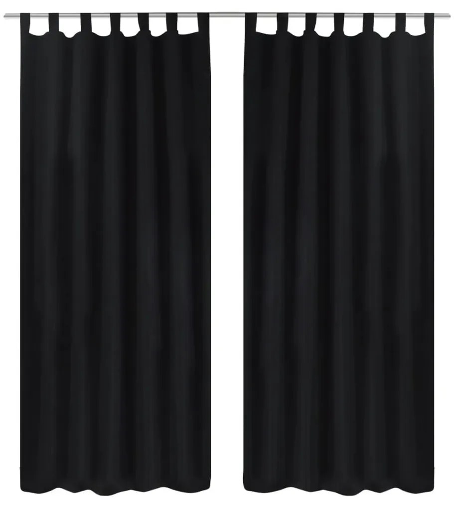 2 db fekete mikroszatén függöny karikákkal 140 x 225 cm