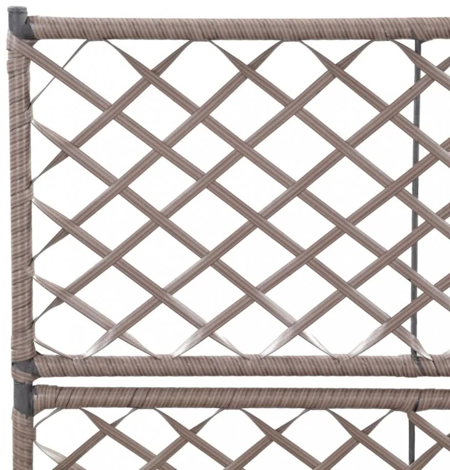 barna rácsos polyrattan magaságyás 2 kaspóval 58 x 30 x 107 cm