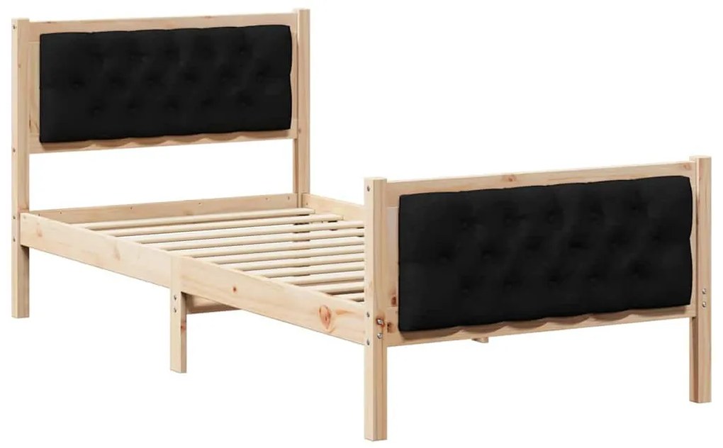 Ágykeret fejtámlával Fekete 90 x 200 cm Tömör fenyőfa