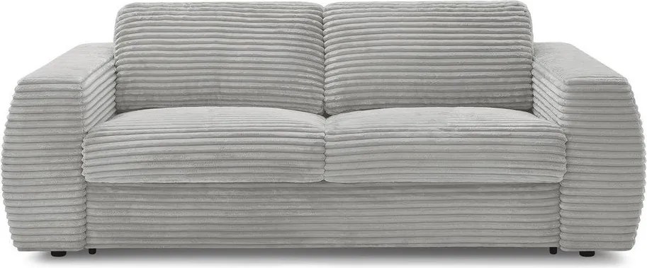 Világosszürke kordbársony kanapé mindennapos alvásra-kinyitható 220 cm Hugo – Bobochic Paris