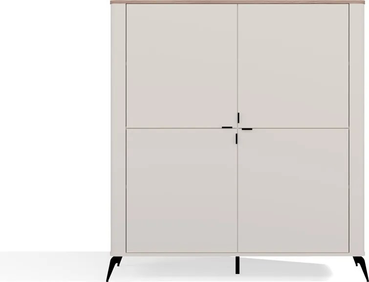 Aldabra CORDOBA 4S komód 125x43x135 cm, kasmír, fekete lábakkal