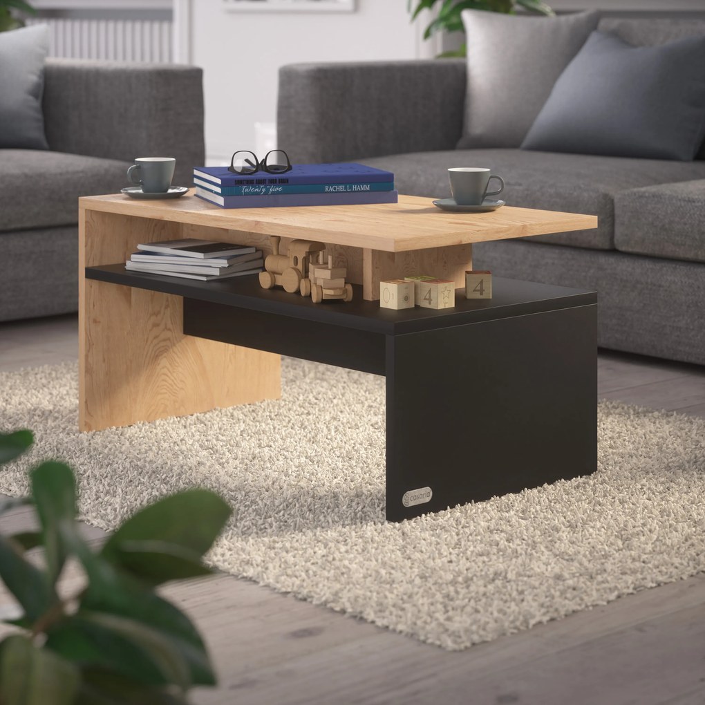 Casaria® Sacramento dohányzóasztal 92x50x47 cm - natúr/antracit