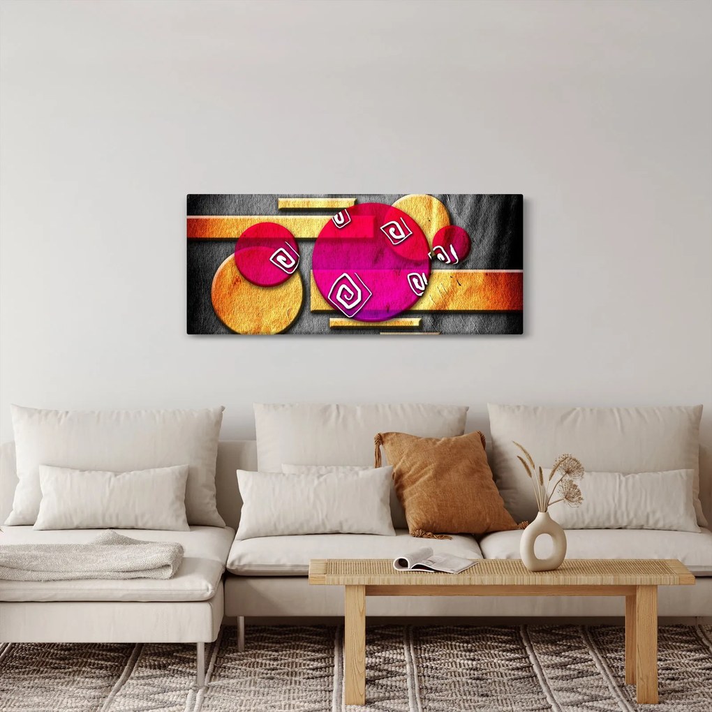 Absztrakt kép történelmi szimbólumokkal (120x50 cm)
