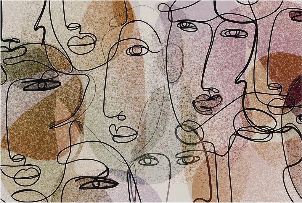 Fotótapéta Flizelina Nappali és Hálószoba Iroda Lineáris arcok 104x70 Ragasztó