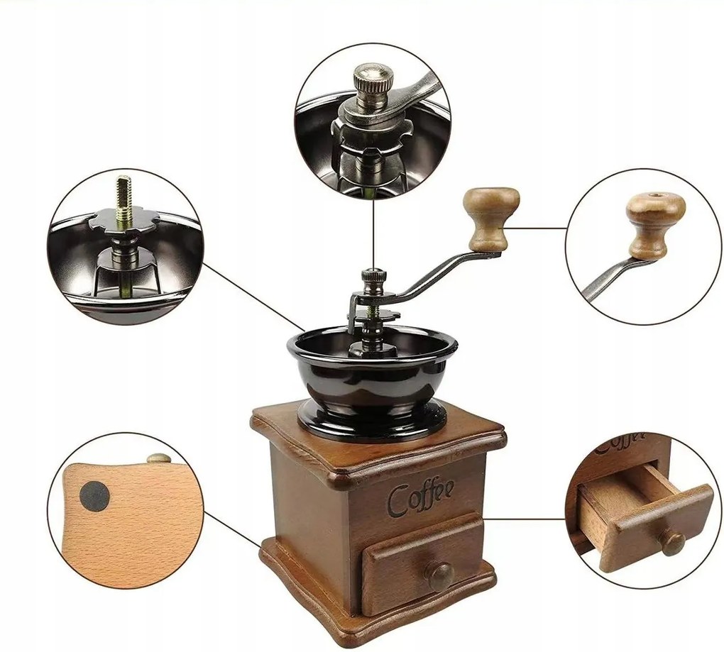 Kávédaráló hagyományos Fából Készült Kézi