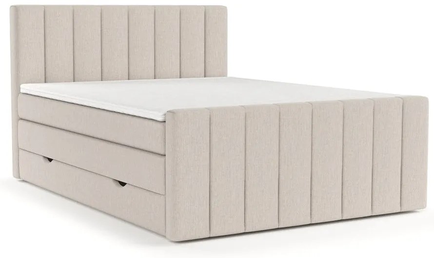 Bézs ágyneműtartós boxspring ágy 180x200 cm Ruby – Maison de Rêve