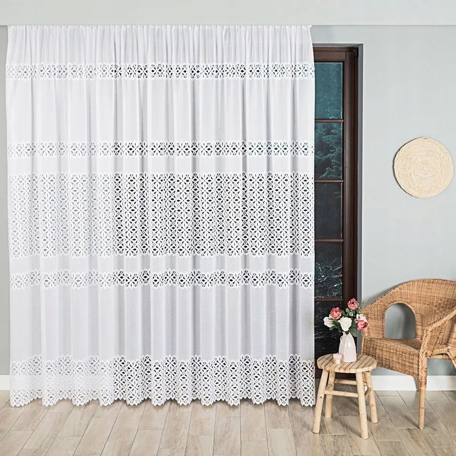 Adrianna Jacquard mintás függöny 018869 magasság 250cm, fehér színben (méterenként)