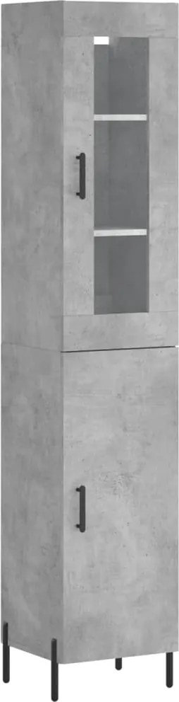 vidaXL betonszürke szerelt fa magasszekrény 34,5x34x180 cm