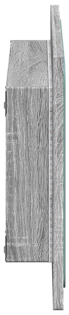 szürke sonoma szerelt fa LED-es fürdőszobatükör 60x8,5x38 cm