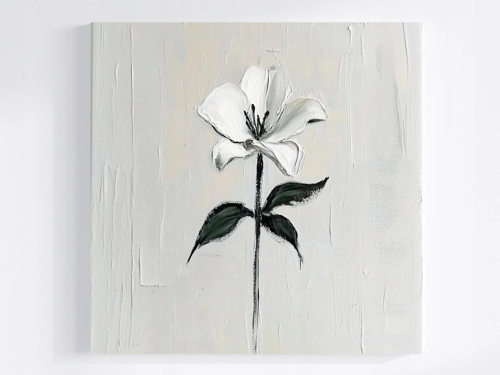 Vászonkép Canvas Olaj Impasto Természet Virág Fehér Liliom 80x80