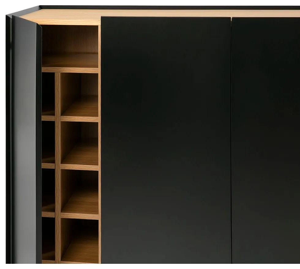 Fekete magas komód tölgyfa dekorral 95x120 cm Arista – Teulat