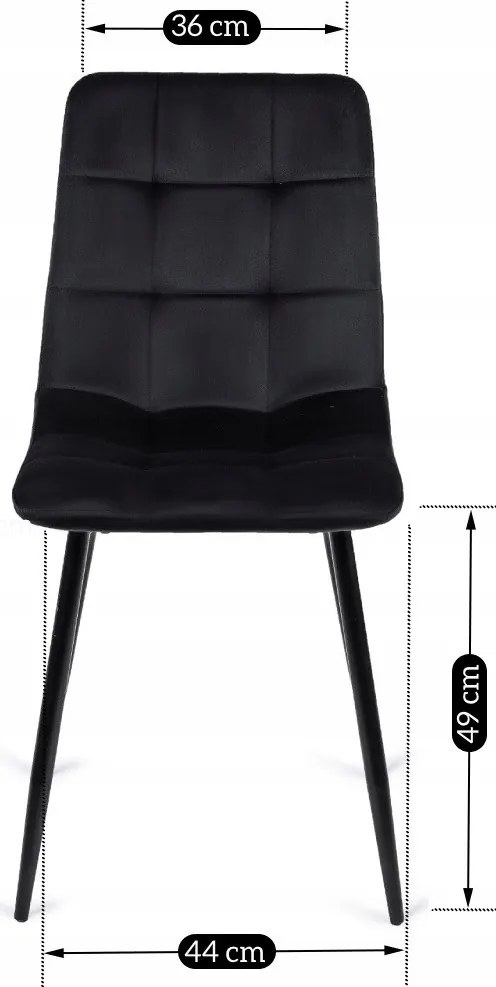 Étkezőgarnitúra: bővíthető asztal 102–142 cm + 4 db fekete velúr szék – HARRY / PERU