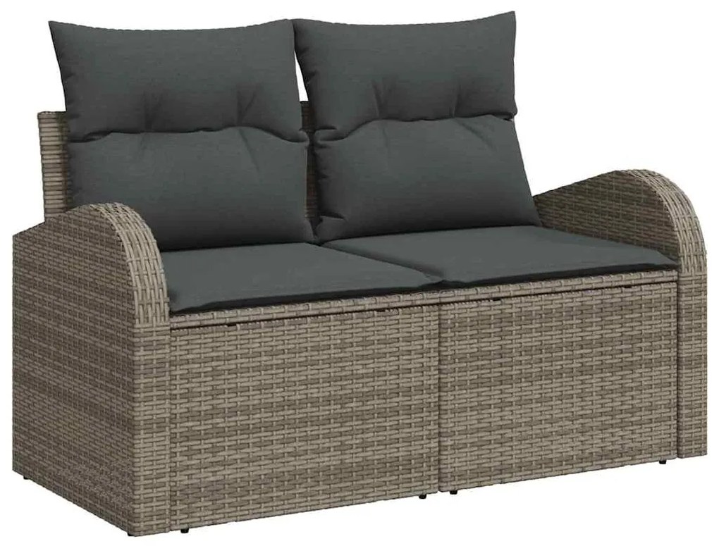 vidaXL Kerti Kanapé Szett tárolóval párnával 6 pcs Szürke polirattan