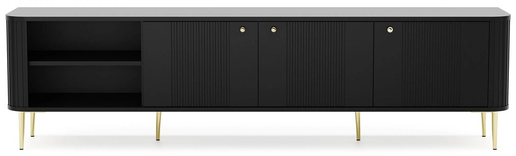 Vesper 3D TV-szekrény 187 cm - fekete / arany lábak