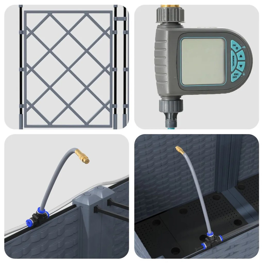 Kerti ültetők Világosszürke 80 x 80 x 142 cm Acél