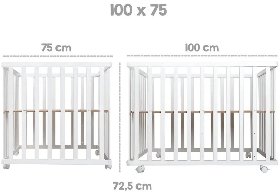 Fehér gurulós járóka 100x75 cm Style – Roba