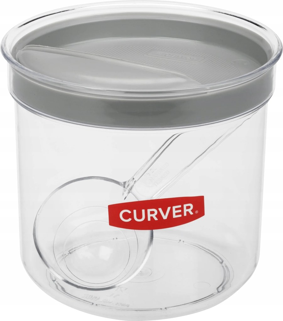Curver Ömlesztettáru-tároló tartály mérőpohárral 1 l szürke