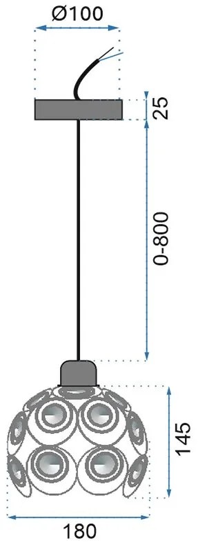 Szerszámlámpa - Elegáns mennyezeti lámpa 1xE27 APP207, króm, OSW-00402