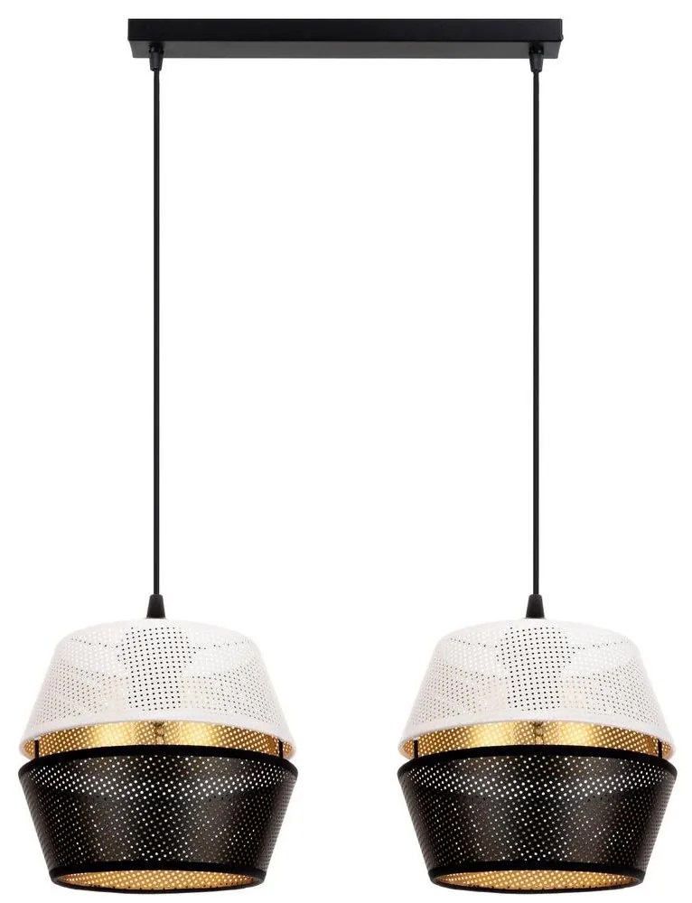 Csillár zsinóron PARIS 2xE27/60W/230V fehér/fekete/arany