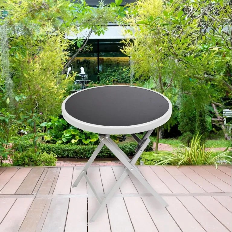 Kerti bisztróasztal összecsukható Ø 45 cm feketére színezett