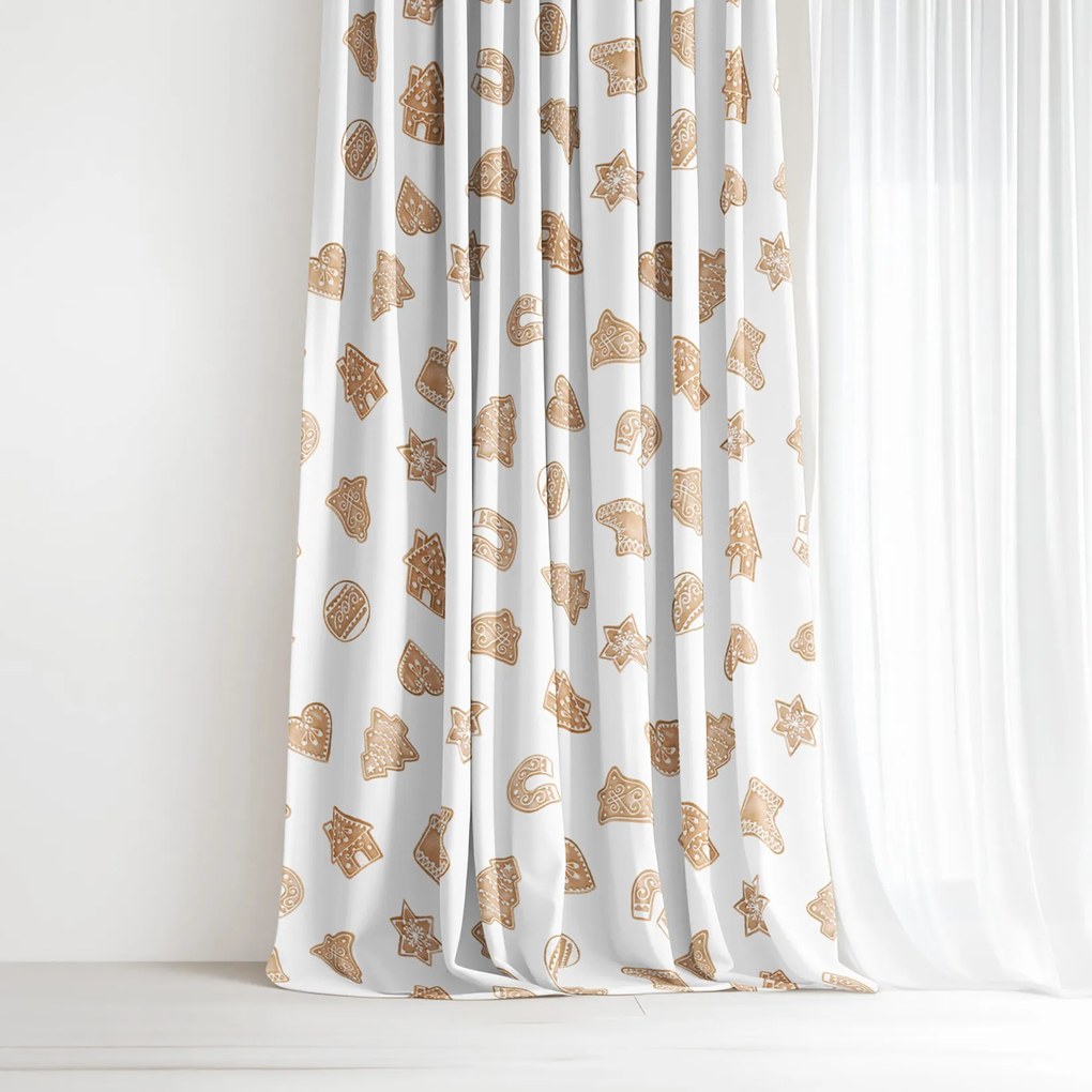 Goldea karácsonyi dekoratív drapéria - mézeskalácsok 140x150 cm