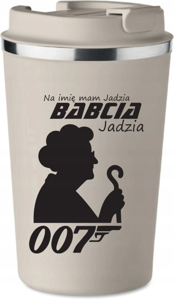 Prémium thermo bögre bézs Nagymama Névvel ajándék KT_258