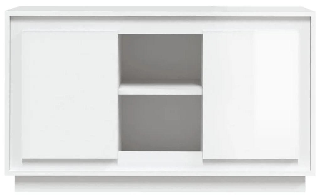 magasfényű fehér szerelt fa tálalószekrény 102x35x60 cm