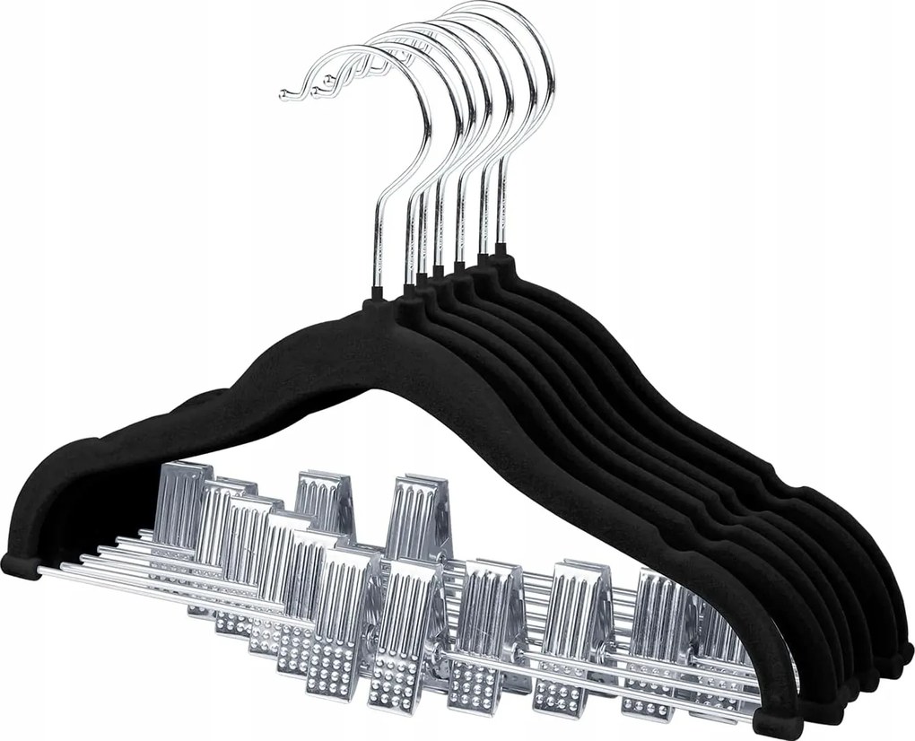 Gyerek akasztók Bársonyos 30cm Csipeszekkel Csúszásgátló 7db-os szett