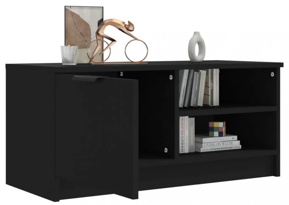 fekete szerelt fa TV-szekrény 80 x 35 x 36,5 cm