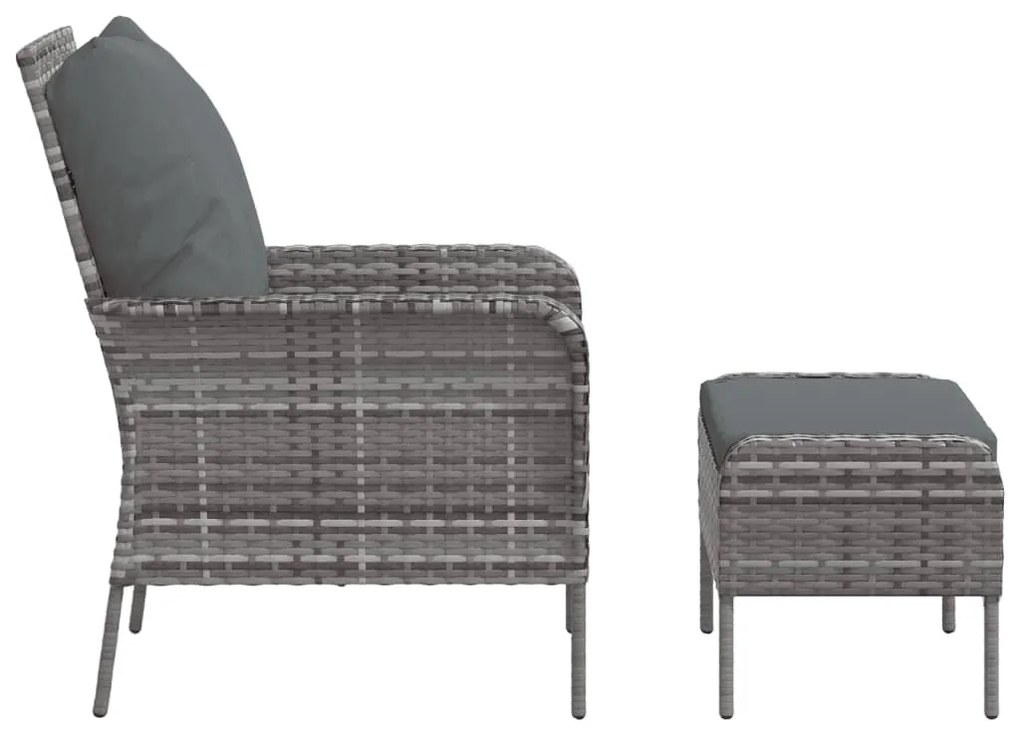 szürke polyrattan kerti szék lábtartóval