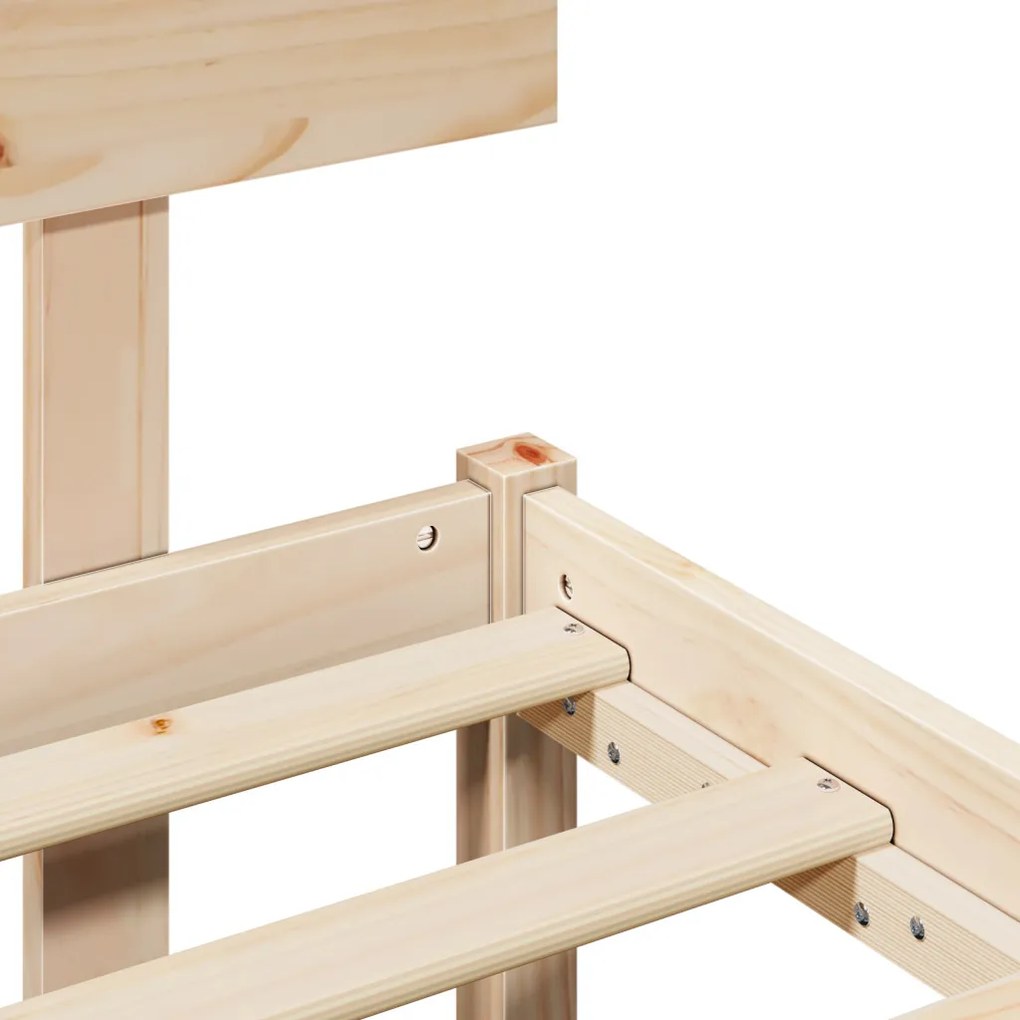 vidaXL Ágykeret fejtámlával Természetes 180 x 200 cm Tömör fenyőfa