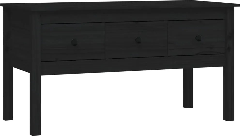 vidaXL fekete tömör fenyőfa dohányzóasztal 102 x 49 x 55 cm