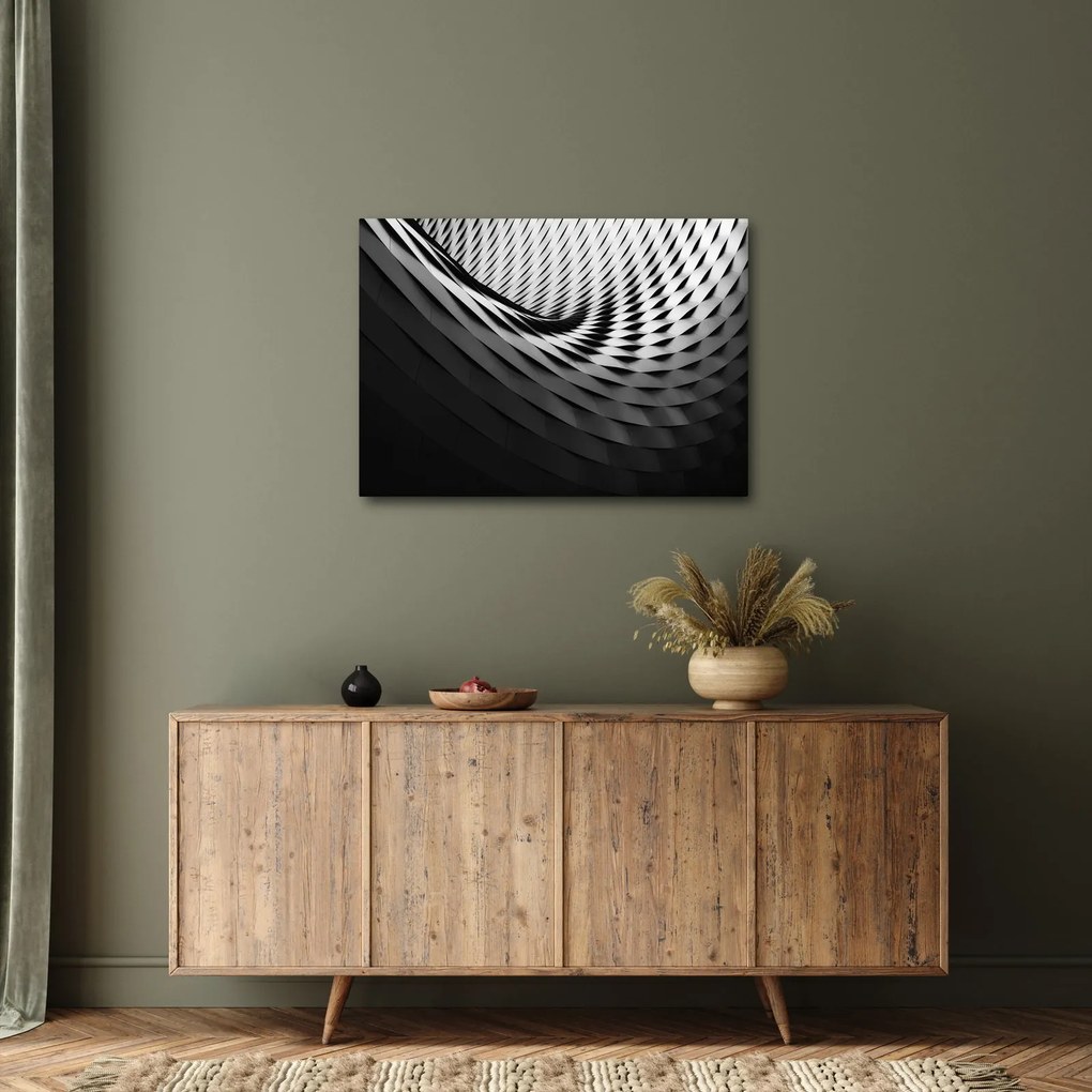 Absztrakt kép - fekete-fehér spirál (70x50 cm)