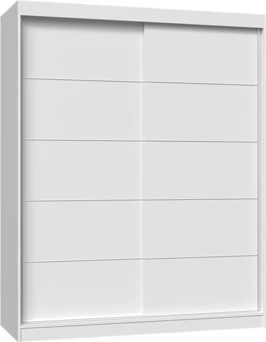 IGA 120 tolóajtós gardróbszekrény, díszcsíkozott, 160x200x61 cm, fehér