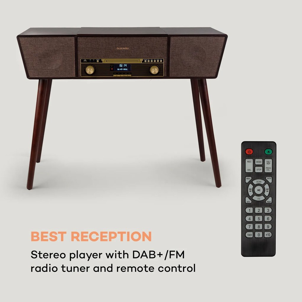 Auna Belle Epoque 1912, retró lemezjátszó, CD, BT, USB, DAB+/FM, barna