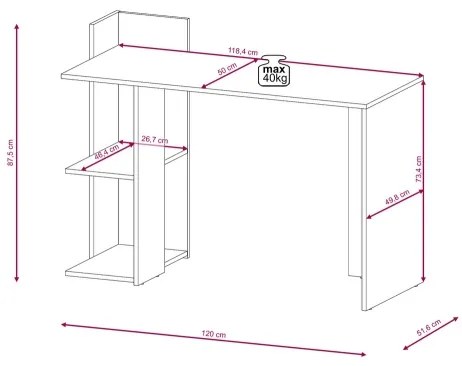 Íróasztal MARLO artisan tölgy/antracit