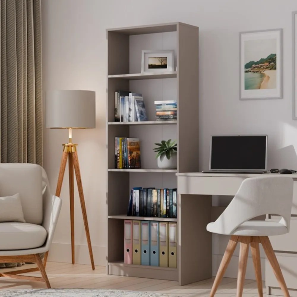 R60 polcos szekrény, könyvtartó, 60x182x30 cm, agyag színű