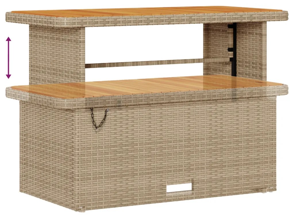 14 Darabos Kerti Kanapészett Párnákkal Bézs Polyrattan Akác, 4 Darabos Kerti Étkezős Szett Párnákkal Bézs Polyrattan Akác