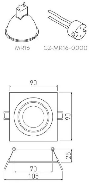 Lámpa Mennyezeti lámpatest MORENA, IP20, négyzet, ezüst