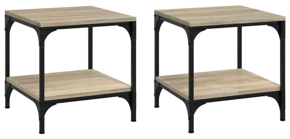 2 db sonoma tölgy színű szerelt fa kisasztal 40 x 40 x 40 cm