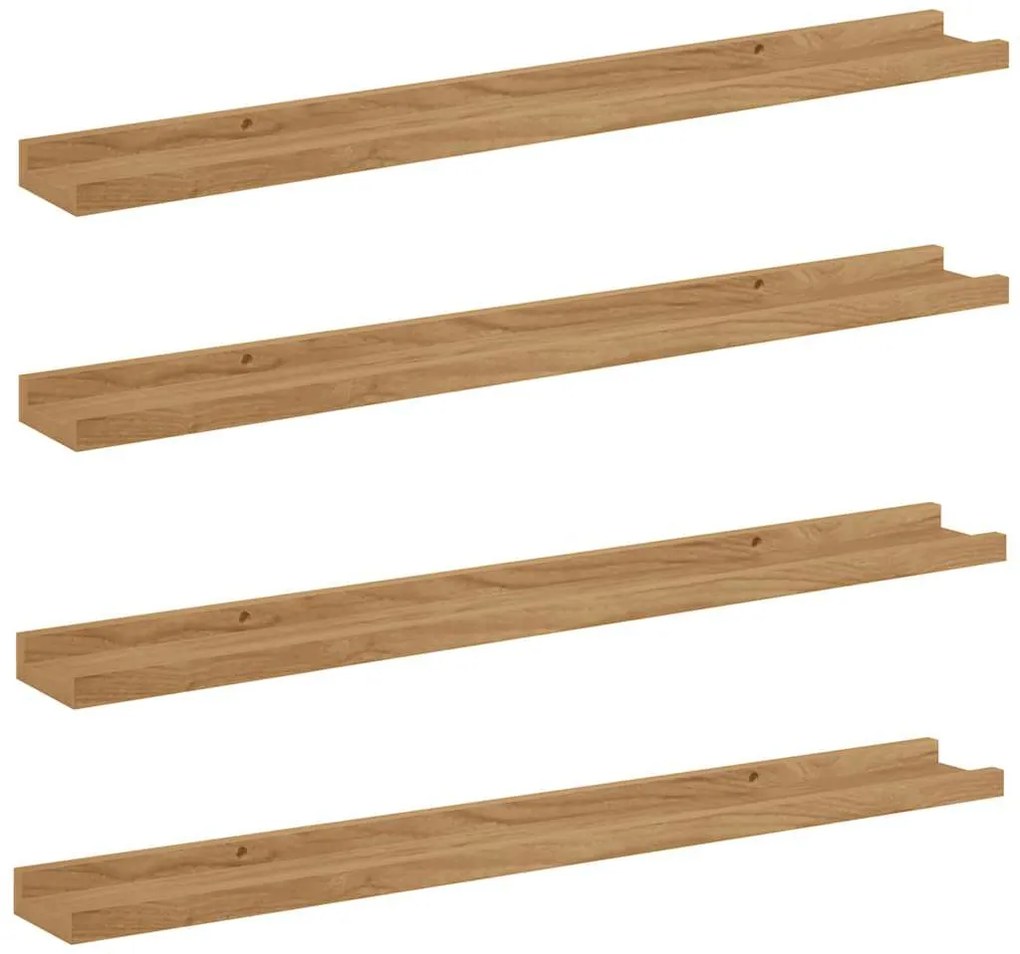 vidaXL Falpolc polcokkal tárolóval 4 pcs Barna 80 x 9 x 3 cm Faanyag