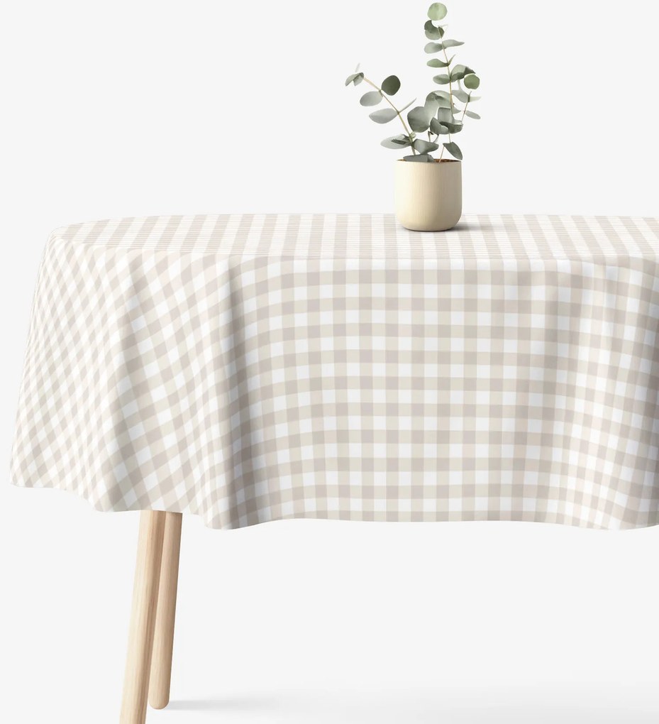 Goldea ovális pamut terítő - latté kockás 140 x 200 cm