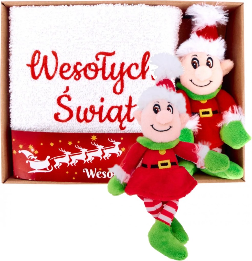Mikulás Karácsonyi Ajándék Szett Gyerek Törölköző Manó plüssfigura