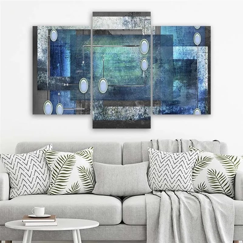 Gario Vászonkép Kék absztrakció - 3 részes Méret: 150 x 100 cm