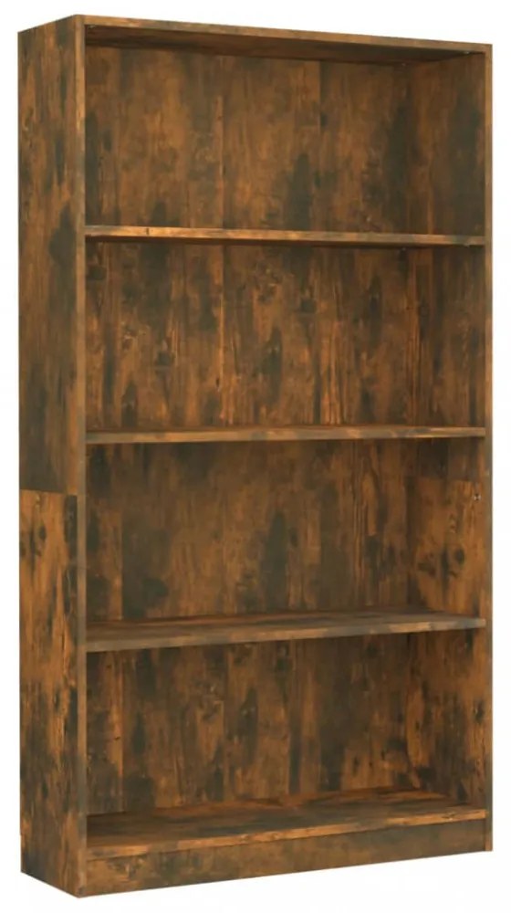 4 szintes füstös tölgy színű fa könyvszekrény 80 x 24 x 142 cm